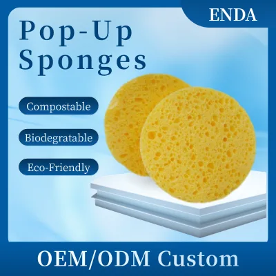 Non-scratch Compostable Scrub Sponges, Factory Prices Bulk Supply OEM&ODM for FBA Sellers, Compressed Flat Cellulose Sponges