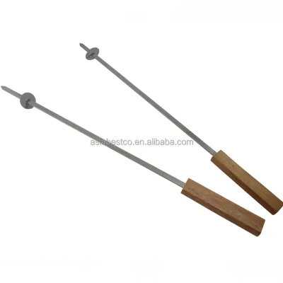 Food Safety Wood Handle Metal Stainless Steel BBQ Skewers
