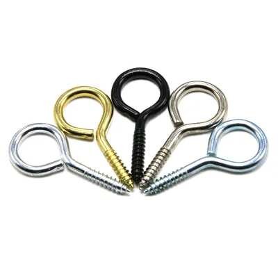 OEM Head Style Colorful Wood Fastener Eye Screw Hooks Sheep Eye Thread Screw Gold Eye Screw for Metalscrews