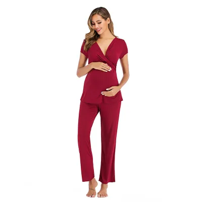Modal Maternity Pajama Sets 3 in 1 Nursing PJS Hospital PJ Set Pregnancy Breastfeeding Sleepwear