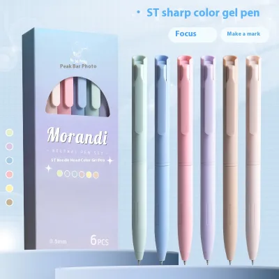 Cute Candy Morandi Colored Gel Pen Fine Soft Feel Office School Colorful Gel Pens Set Stationery 0.5mm Ball 6 Pcs/box