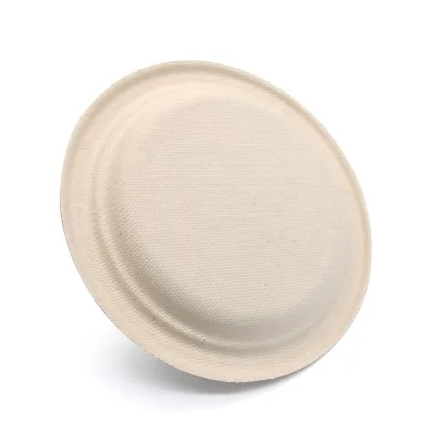 Waterproof Greaseproof 7 Inch Paper Plates Disposable Bagasse Plate
