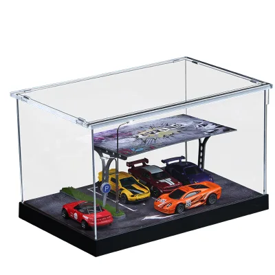 Miniature Diorama 1:64 Model Car Assembly LED Lighting Outdoor Garage Display Vehicle Parking Lot