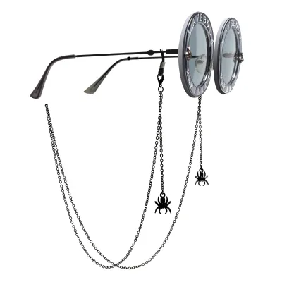 New Black Spider Halloween-Style Metal Eyeglass Strap with Anti-Loss Personalized Design