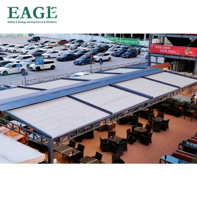 Modern Design Electric Retractable Awning for Outdoor Use with Triangle Roof Molding for Sunrooms & Glass Houses