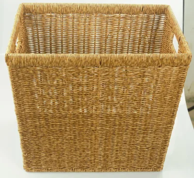 China Manufacturer Supply Hand Woven PP Rattan Laundry Basket Clothing Organizer with Handles for Home Hotel Use Factory Price