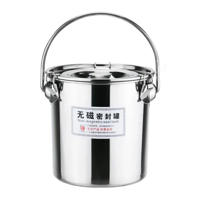 Stainless Steel Metal Sealed Bucket Chinese Style Binaural Design Portable Anti-overflow Multi-purpose Dishwasher Safe No