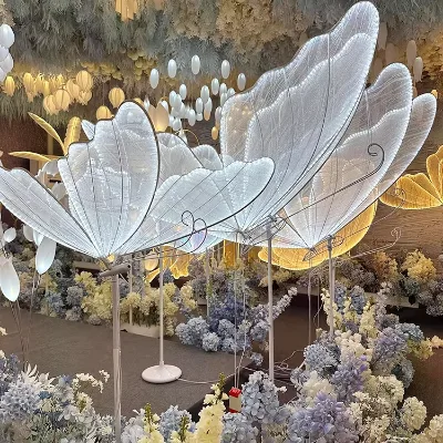 Romantic Lace Butterflies LED Floor Lamp Creative Wedding Stage Decor Waterproof AC-Powered Walkway for Party Event Lighting