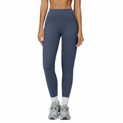 Brushed Solid Yoga Pants-High-Waisted Form-Fitting V-Back Athletic Long Pants Breathable Quick Dry Features for Outdoor Running