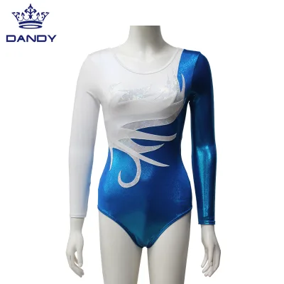 Competition Shiny Spandex Mystique and Metallic Women Long Sleeved Gymnastic Leotards