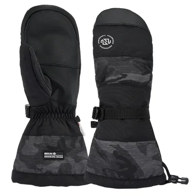 Winter High Quality Men's Ski Snowboard Mittens Camo Insulated Sports Gloves Water Resistant With Long Cuff