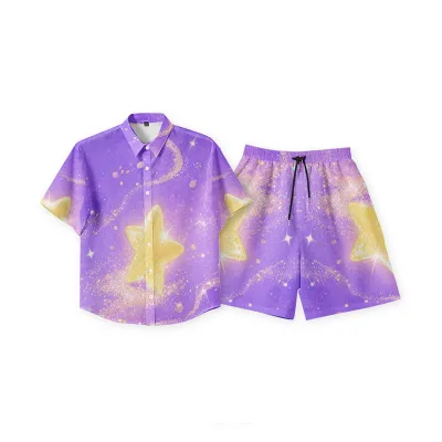 Vintage Wash Anime T-Shirt Shorts Set Custom Cartoon Printing Heavyweight Cotton Factory Low MOQ Deal