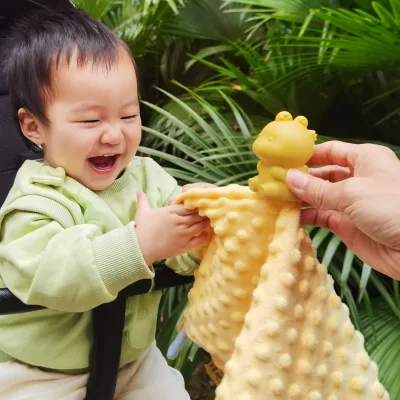 Soothing Eco-friendly Silicone Cotton Animal Pattern American Style Teether Sleep Comforting Blanket Soft Tattle Baby Toy