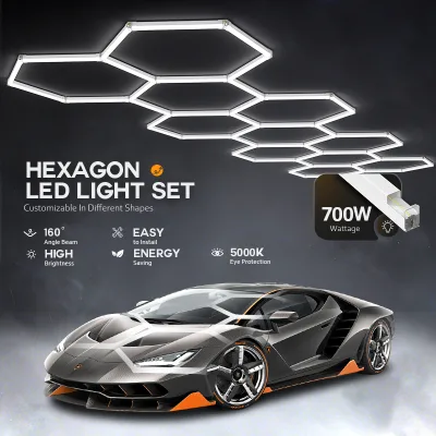 Detailing Car Light Wash Showroom Workshop Lighting Working Hex Hexagon Garage Honeycomb Hexagonal Lamps Led Lights