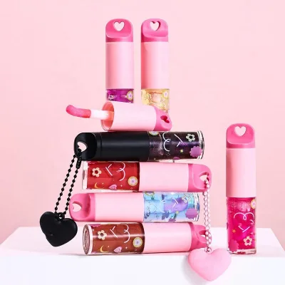 Watery Lip Glaze with Heart Pendant Moisturizing Lip Oil Various Colors Available Nourishing Lip Oil