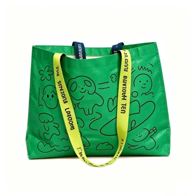 Tear Resistant Tough PP Woven Vendor Market Bag Gloss Lamination Offset Print with Comfortable Dual Shoulder Straps