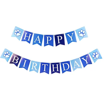 New Paper Pull Flag for Dog Birthday Parties Decorative Fishtail Banner with Paw Print Design Available for Immediate Shipment