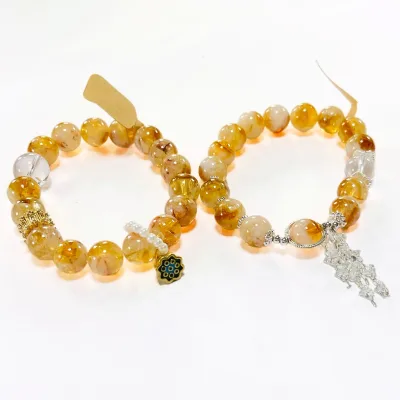 wholesale good quality women gifts round beaded natural stone jade gold bracelet