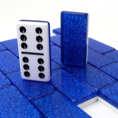 2024 Puzzle Board Game Blue Acrylic Domino Game Set With High-grade Cardboard Packaging