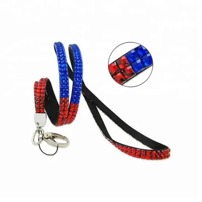 Wholesale Rhinestone Leather Lanyard with Logo Custom