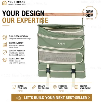 Portable Hanging Travel Organizer Bag Foldable Closet Storage Mesh Bag for Clothes with Multiple Layers and Mesh Compartments
