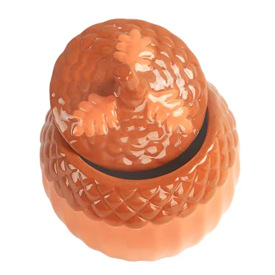 Harvest Fall Pine Cone Shaped Ceramic Cookie Jar / Candy Canister/ Candle Jar Handmade