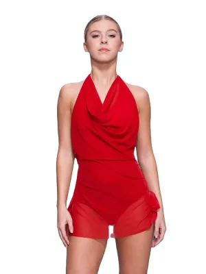 Custom Lyrical Dance Costume, High Low Mesh Dance Dress for Girls Competition and Stage