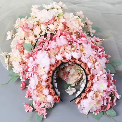 Party Headband Bridal FlowerHeadband Artificial Flower Wreath Flower Decoration for Party Wedding
