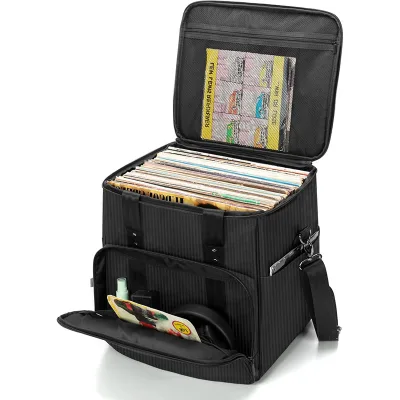 Custom Large 60 LP Record Storage Reusable Tote Bag Travel Vinyl Record Album Holder CD Carrying Tote Bags
