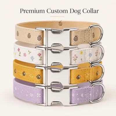 Premium Custom Printed Dog Collar Soft Durable Fabric Metal Buckle Adjustable for Small Medium Pet Dogs Outdoor Walking Use
