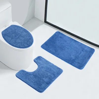 Three-piece Modern Eco-Friendly Polyester Non-slip Absorbent Bathroom Floor Mat Toilet Kitchen Door Carpet for Home Hotel Use
