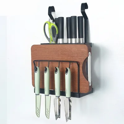 Kitchen Wall Mounted Knife Storage Rack Stainless Steel Cutting Board Knife Integrated Storage Rack
