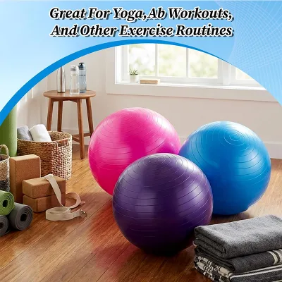 2026 Hot Sale PVC Round Non-Slip Soft Gym Yoga Pilates Fitness Ball 65cm Multi-Size Eco-Friendly Exercise Tool