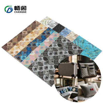 High Quality Knitting Classic and Retro Synthetic Leather Material Embossed Fabric Pattern Printed Leather