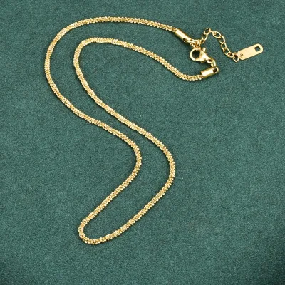 2mm 16inch Stainless Steel Choker Necklace Crisscross Chain Necklace