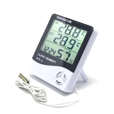 Digital Thermometer Hygrometer LCD Temperature Humidity Meter Weather Station Home Indoor Outdoor Clock