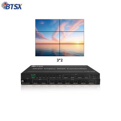 4K60 1-in-6-out Video Processor 1X5 1X6 Exhibition Display Video Wall Controller Conference Room Real-time Video Scaler