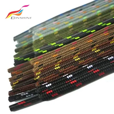 Colored Polyester Pattern Braid Round Thick Black Red Rope Type Shoelaces