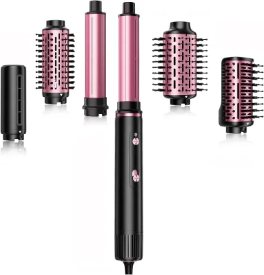 Hot Air 5 in 1 Styler Negative Ion Electric Hair Curler Straightener 1200w Power Hair Dryer Brush