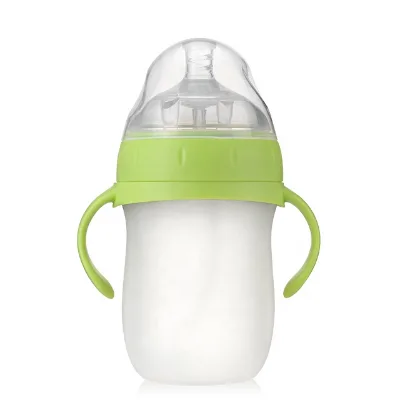 Gourd Shaped Silicone Baby Feeding Bottle with Handle Wide Mouth 160ml 240ml