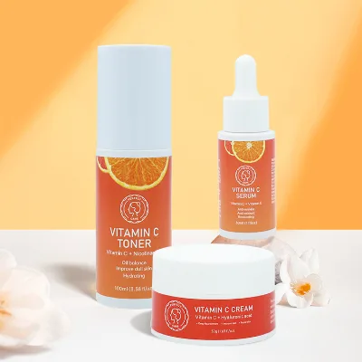 Hot Selling Professional Beauty Vitamin C Face Toner Moisturizing Hyaluronic Serum Skin Care Set