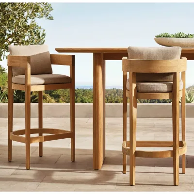 Teak Outdoor Bar Table | Modern Weatherproof Patio Counter Table