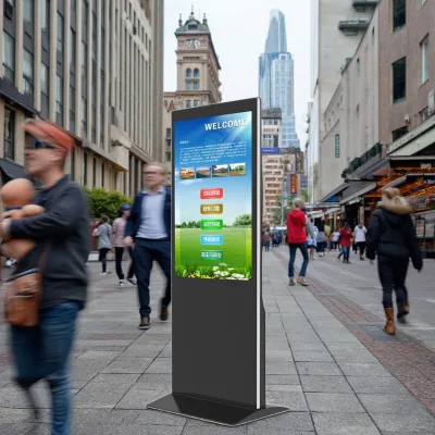 65 Inch Portable Outdoor Digital Signage Kiosk Touch Screens Floor Standing Vertical Advertising Player