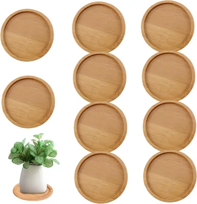 Tailai Eco-Friendly Natural Bamboo Round Ring Dish Engravable Handmade Jewelry Trinket Tray for Wedding Ring Holder