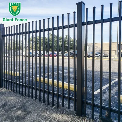 Black PVC Coated Tubular Steel Yard Fence System with Posts Gates and Hardware for Boundary Projects 3D