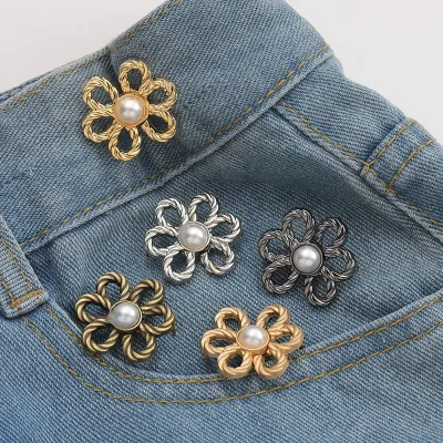 PDANY Flower No Sewing Detachable Waist Body Fit Tighten Buckles Adjustment Instant Jeans Button Pins for Pant