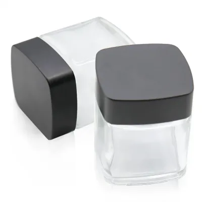 Wholesale Empty 1-4oz Square Glass Storage Jar Plastic Screw Lid Custom Logo Glass Container Spice Coffee Powder Jar 200ml 400ml