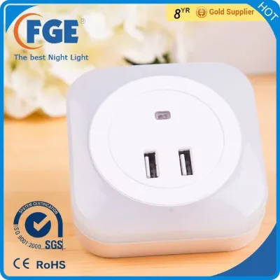2026 Modern PC USB Charger Square Motion Sensor LED Night Light 8lm 3 Color Temp 3000K 4000K 6500K 80Ra for Bedroom Hallway