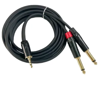 3.5mm 1/8" TRS to Dual 6.35mm 1/4" TS Mono Stereo Y-Cable Splitter Cord for Smartphone Computer CD Player Speakers