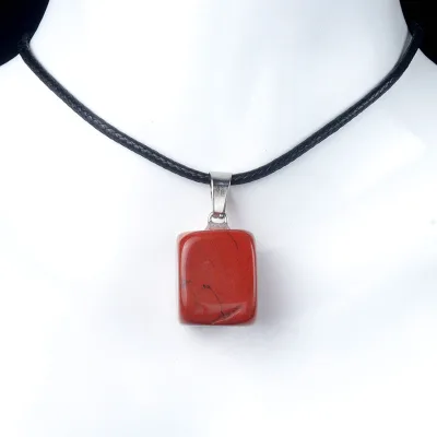 GEM Polished Chakra Cube Stones Set Healing Natural Crystal Tumbled Engraved Red Jasper Cube Pendant Crystal for Gift